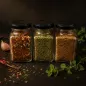 Preview: Drei italienische Gewürze in Glasbehältern: Arrabbiata, Pizzagewürz und Oregano