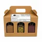Preview: Orient Express Geschenkbox von Charaf Gewürze Berlin mit Banderole und drei Gewürzgläsern: Arabischer Pfeffer, Kardamom und Sumach