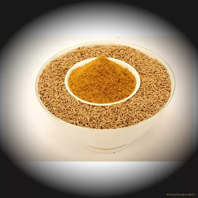 Preview: Cumin ganz oder gemahlen – aromatische Kreuzkümmelsamen und feines Pulver mit erdiger Würze