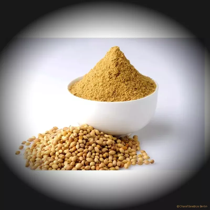 Preview: Koriander ganz oder gemahlen – runde Koriandersamen und feines Pulver mit frischem, zitrusartig-nussigem Aroma