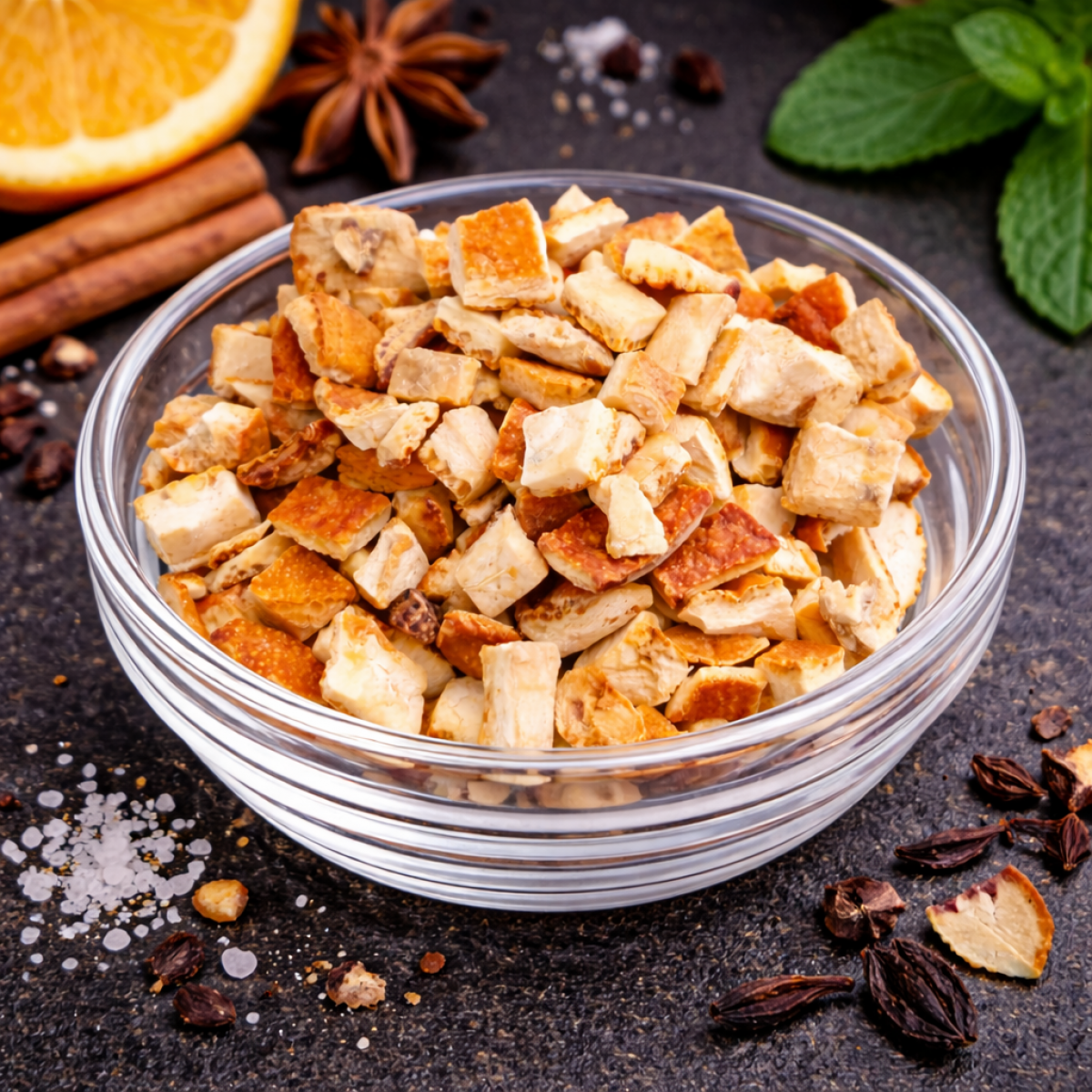 Orangenschalen geschnitten 100 g – Charaf Gewürze Berlin