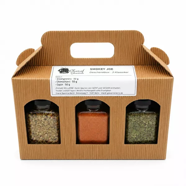Smokey Joe Geschenkbox mit Steakgewürz, Chimichurri und Cajun von Charaf Gewürze Berlin