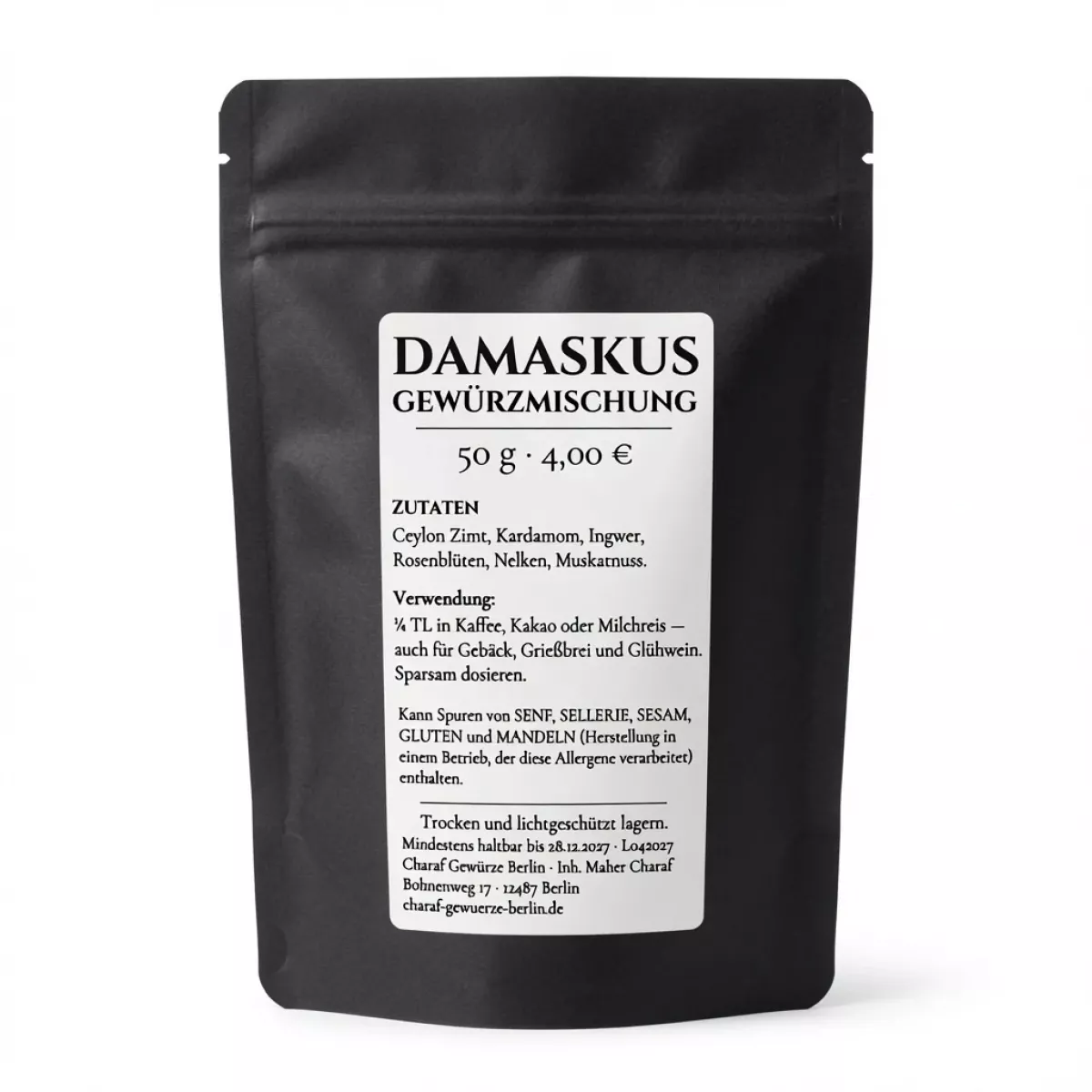 Damaskus Gewürzmischung Rückseite – Charaf Gewürze Berlin