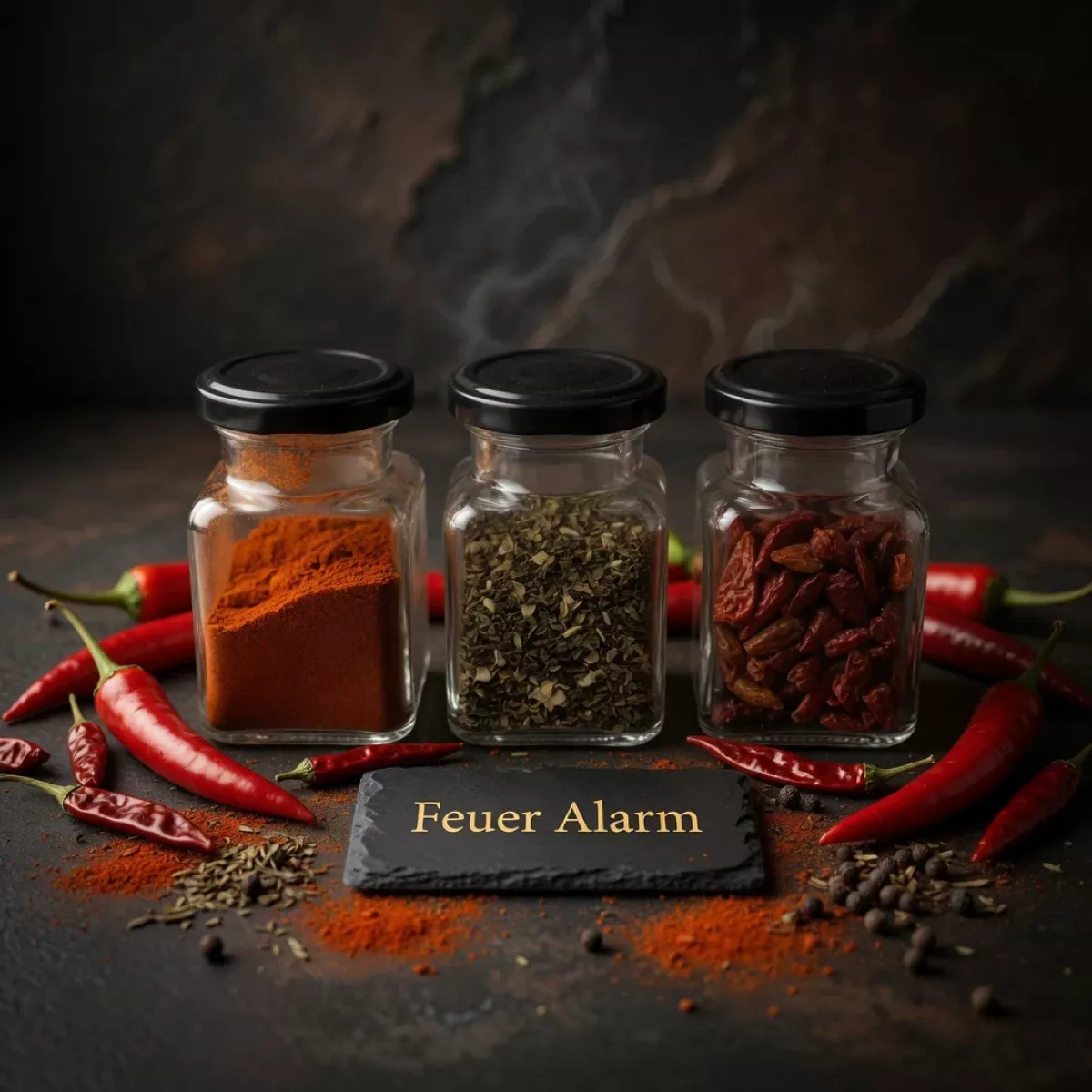 Feuer Alarm Chili-Geschenkbox in Wellpappe-Verpackung mit drei Gläsern