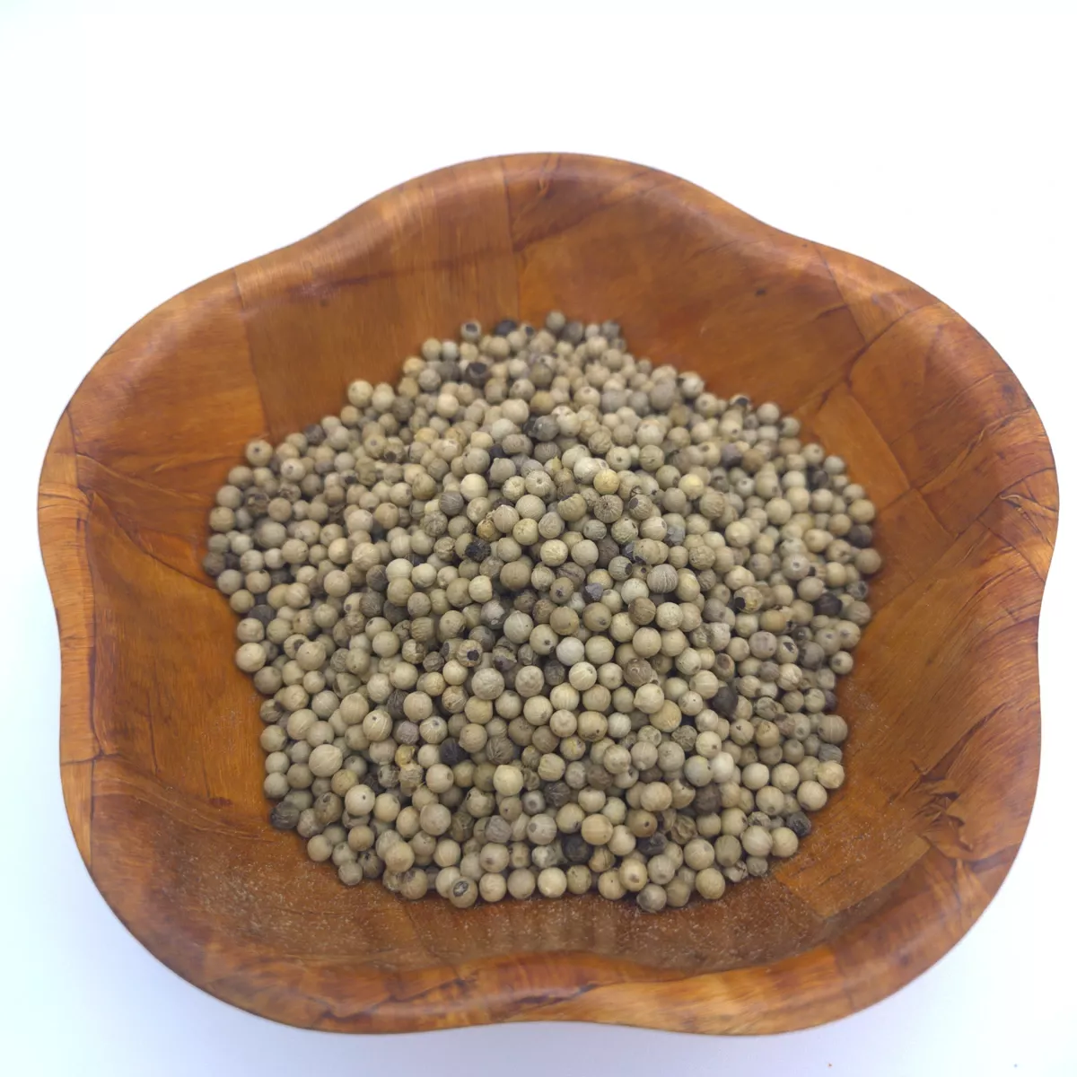 Pfeffer weiß ganz oder gemahlen – weiße Pfefferkörner und feines Pulver mit mildem, nussig-erdigem Aroma