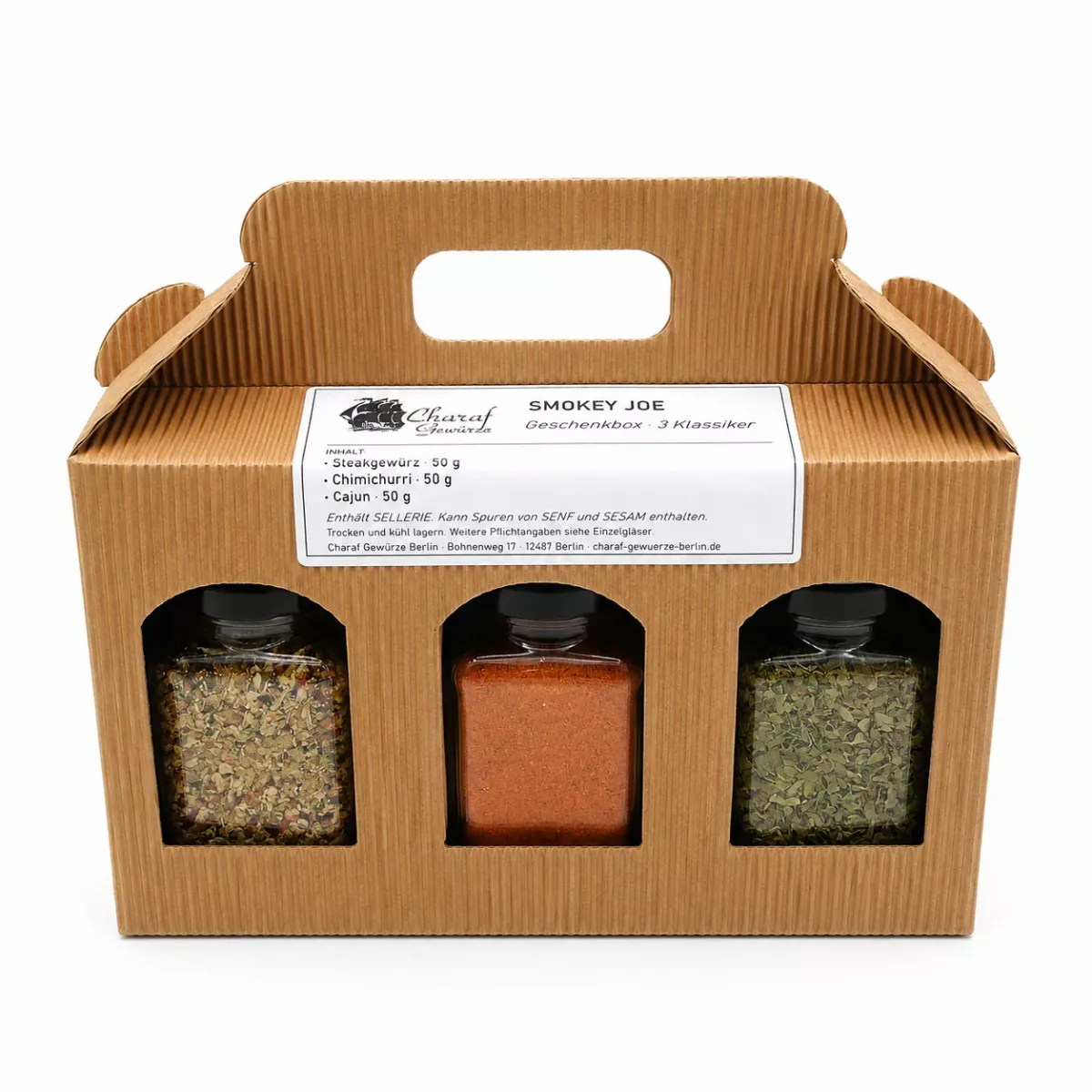 Smokey Joe Geschenkbox mit Steakgewürz, Chimichurri und Cajun von Charaf Gewürze Berlin